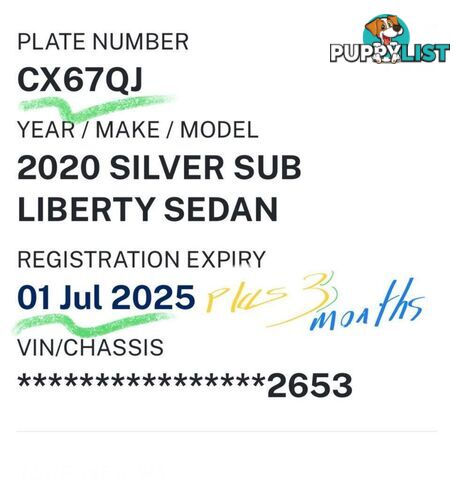 2020 SUBARU LIBERTY 2.5I PREMIUM AWD MY20 SEDAN
