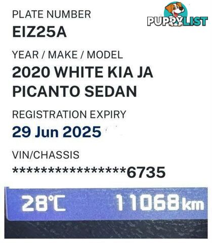 2020 KIA PICANTO S JA MY20 HATCHBACK