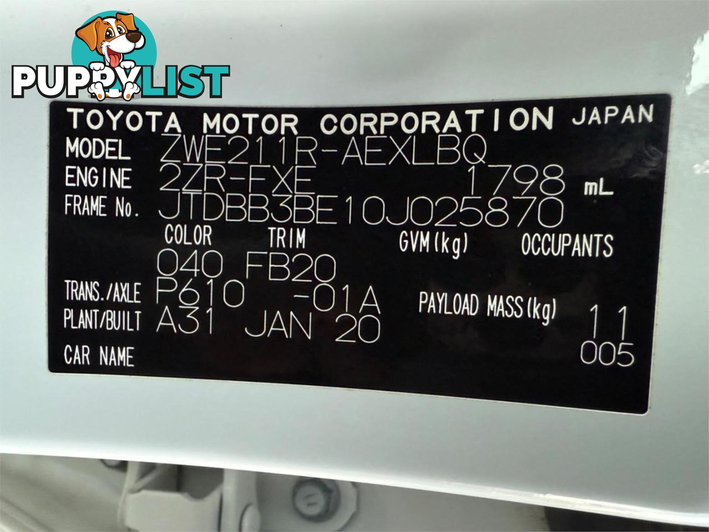 2020 TOYOTA COROLLA ASCENT SPORT (HYBRID) ZWE211R SEDAN