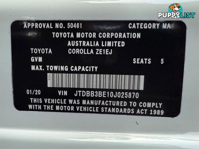 2020 TOYOTA COROLLA ASCENT SPORT (HYBRID) ZWE211R SEDAN