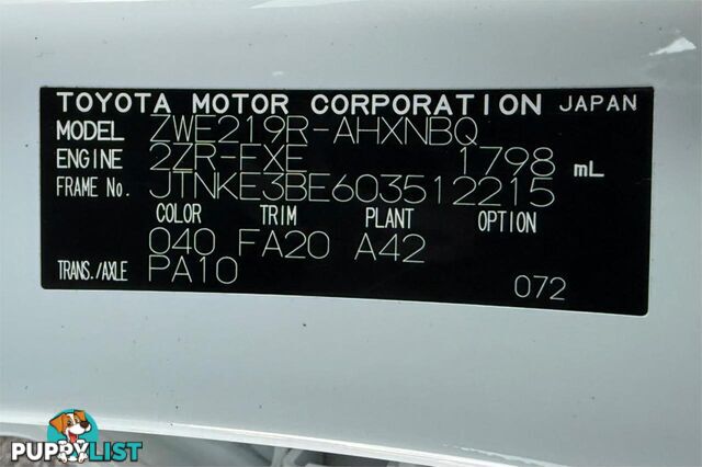 2023 TOYOTA COROLLA ASCENT SPORT HYBRID ZWE219R HATCHBACK