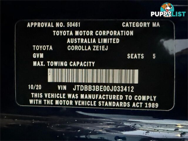 2020 TOYOTA COROLLA ASCENT SPORT (HYBRID) ZWE211R SEDAN