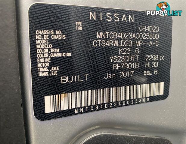 2017 NISSAN NAVARA ST-X (4X4) D23 SERIES II UTE TRAY, 4 DOORS, 5 SEATS