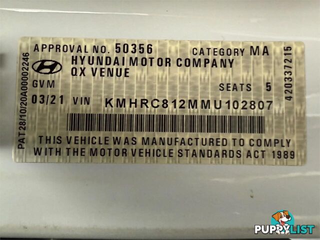2021 HYUNDAI VENUE  QX.V3 MY21 SUV