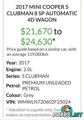 2017 MINI CLUBMAN COOPER S F54 WAGON