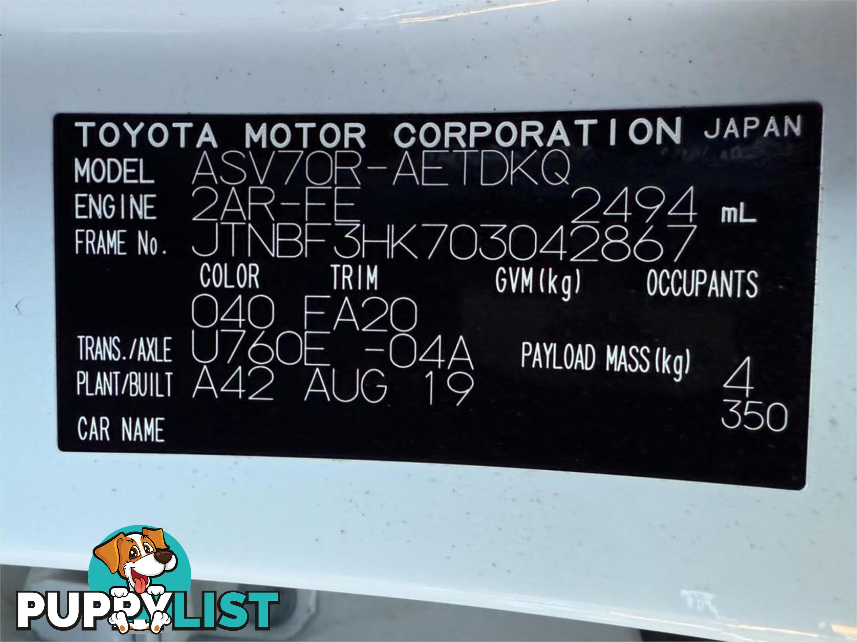 2019 TOYOTA CAMRY  ASCENT ASV70R MY19 4D SEDAN
