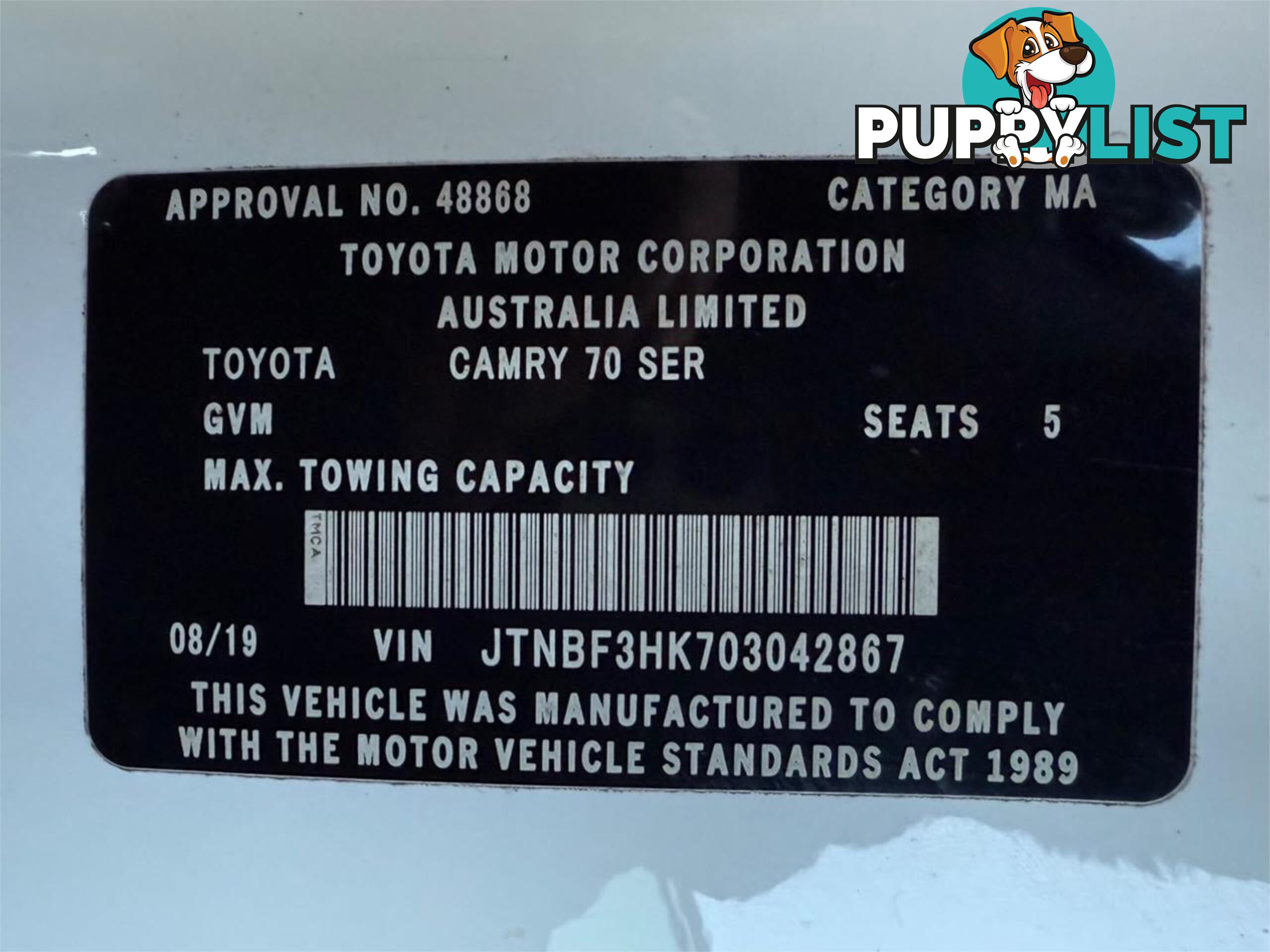 2019 TOYOTA CAMRY  ASCENT ASV70R MY19 4D SEDAN