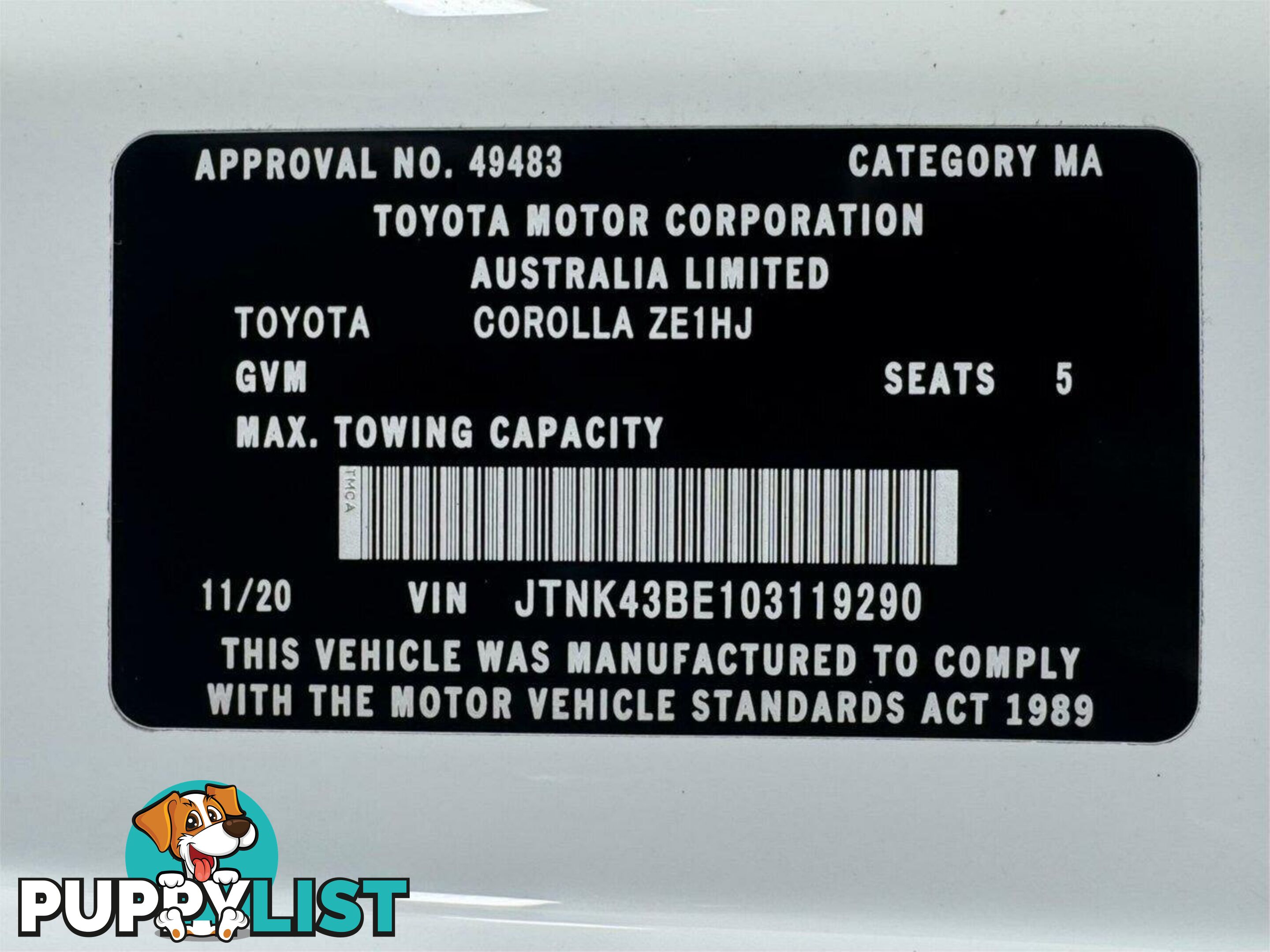 2020 TOYOTA COROLLA ASCENT SPORT MZEA12R HATCHBACK