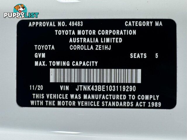 2020 TOYOTA COROLLA ASCENT SPORT MZEA12R HATCHBACK