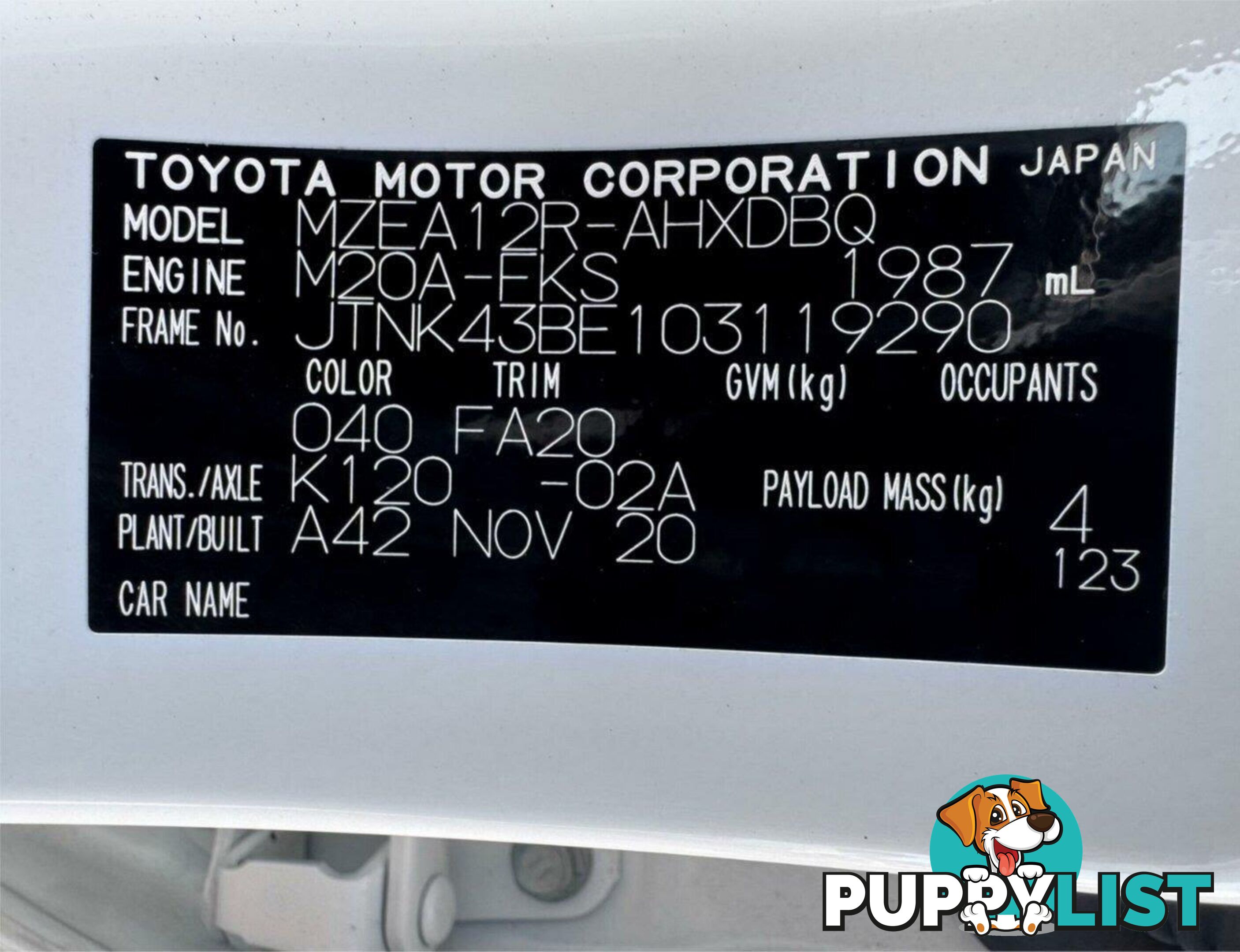 2020 TOYOTA COROLLA ASCENT SPORT MZEA12R HATCHBACK