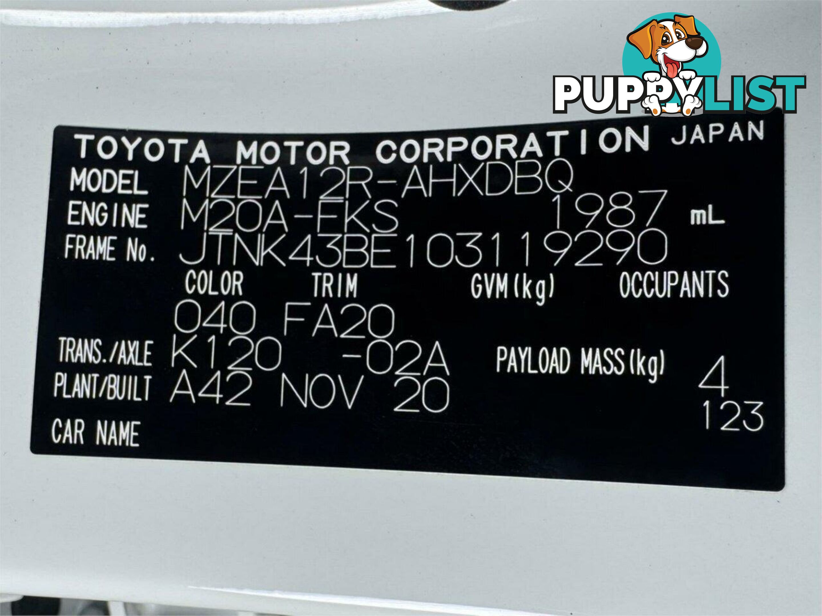 2020 TOYOTA COROLLA ASCENT SPORT MZEA12R HATCHBACK