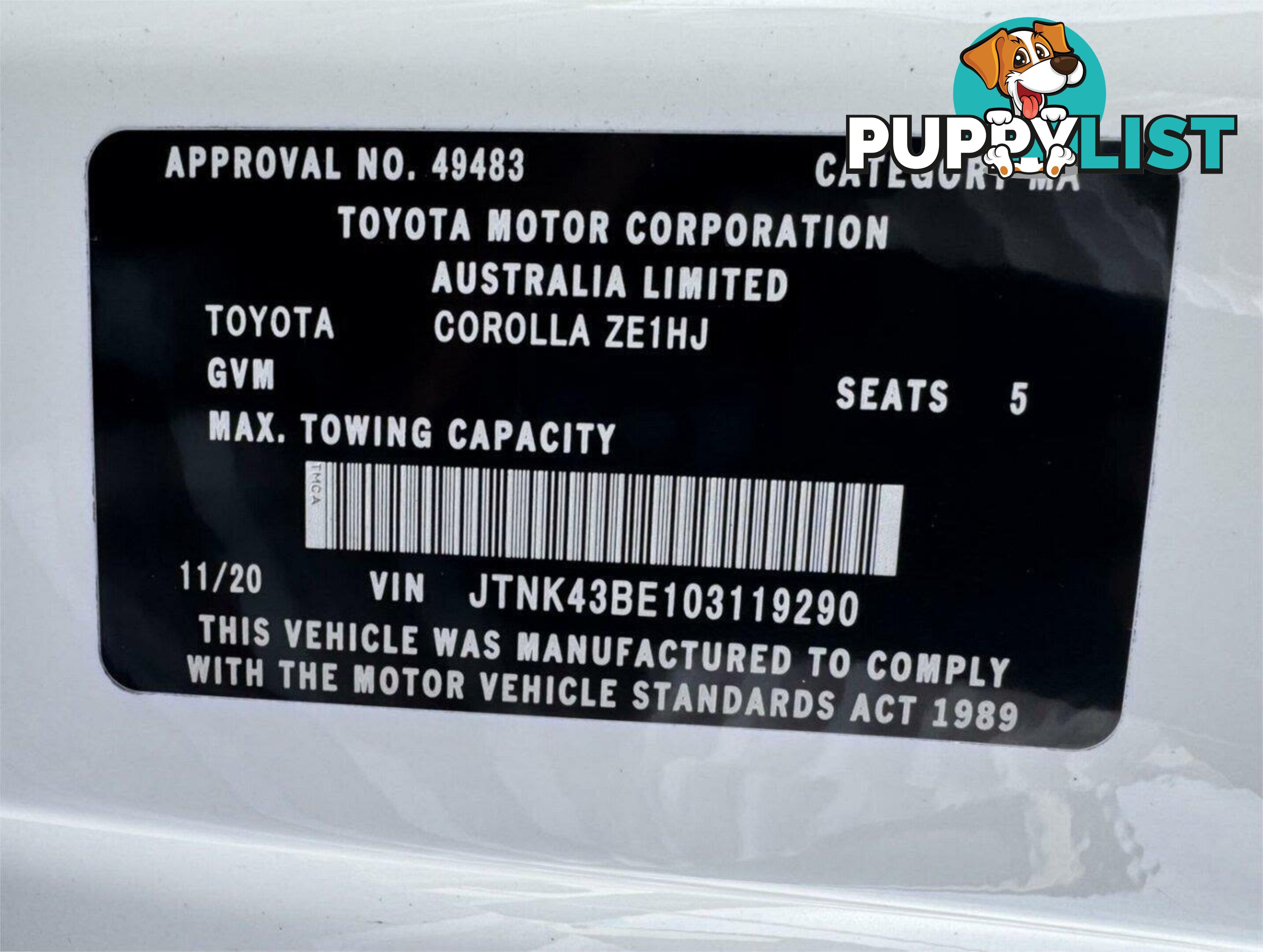 2020 TOYOTA COROLLA ASCENT SPORT MZEA12R HATCHBACK