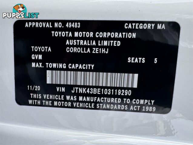 2020 TOYOTA COROLLA ASCENT SPORT MZEA12R HATCHBACK