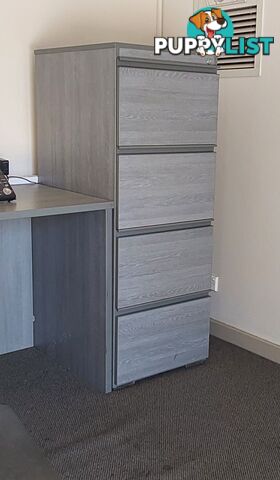 4 Drawer Filing Cabinet (Light-Mid Grey Wood) (Key not included)