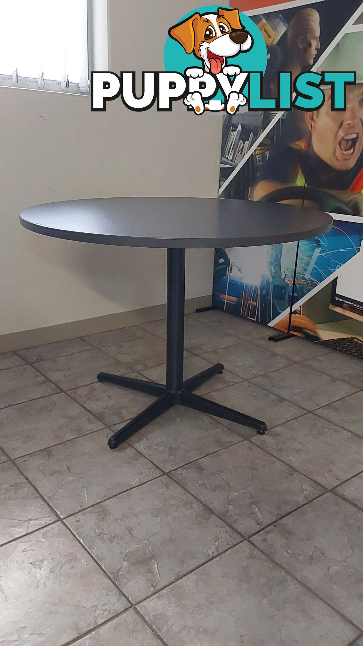 Round Meeting Room Table (Dark Grey - Melamine)