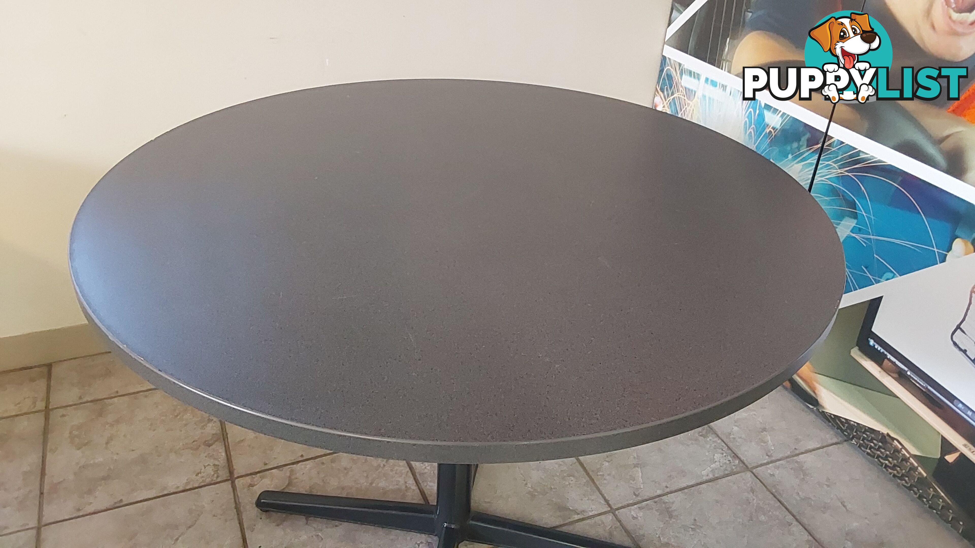 Round Meeting Room Table (Dark Grey - Melamine)