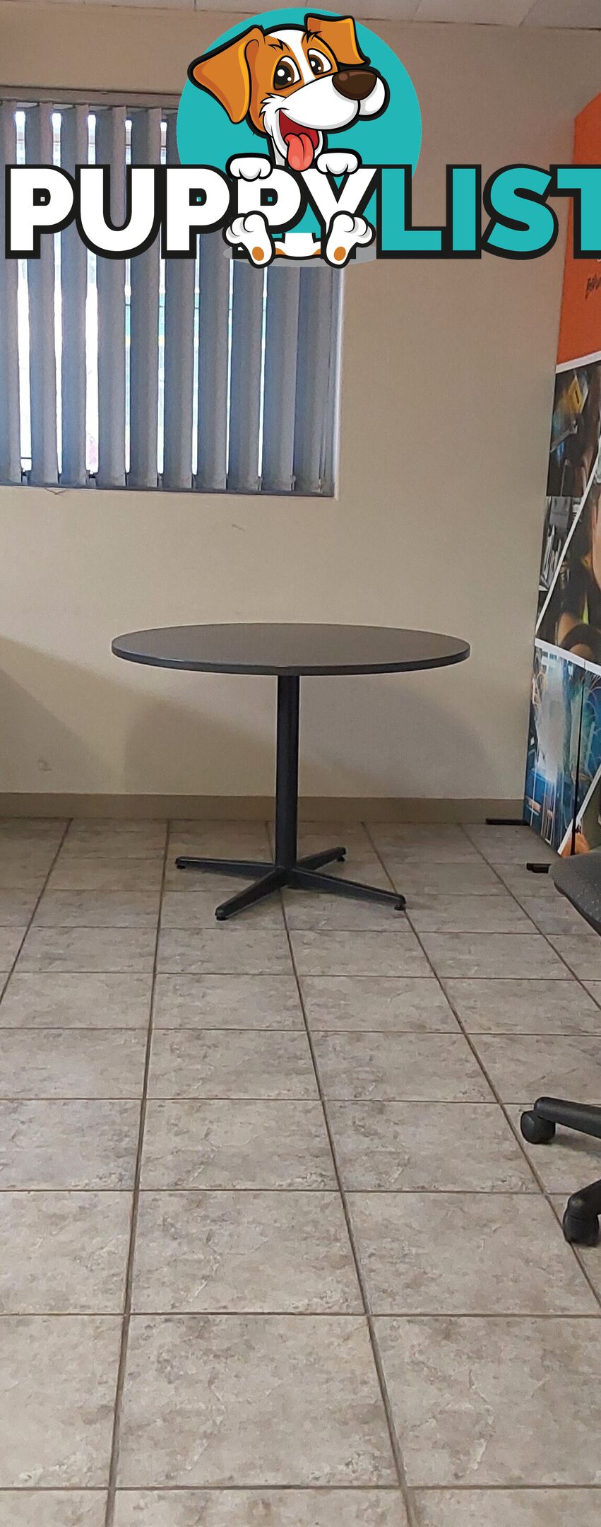 Round Meeting Room Table (Dark Grey - Melamine)