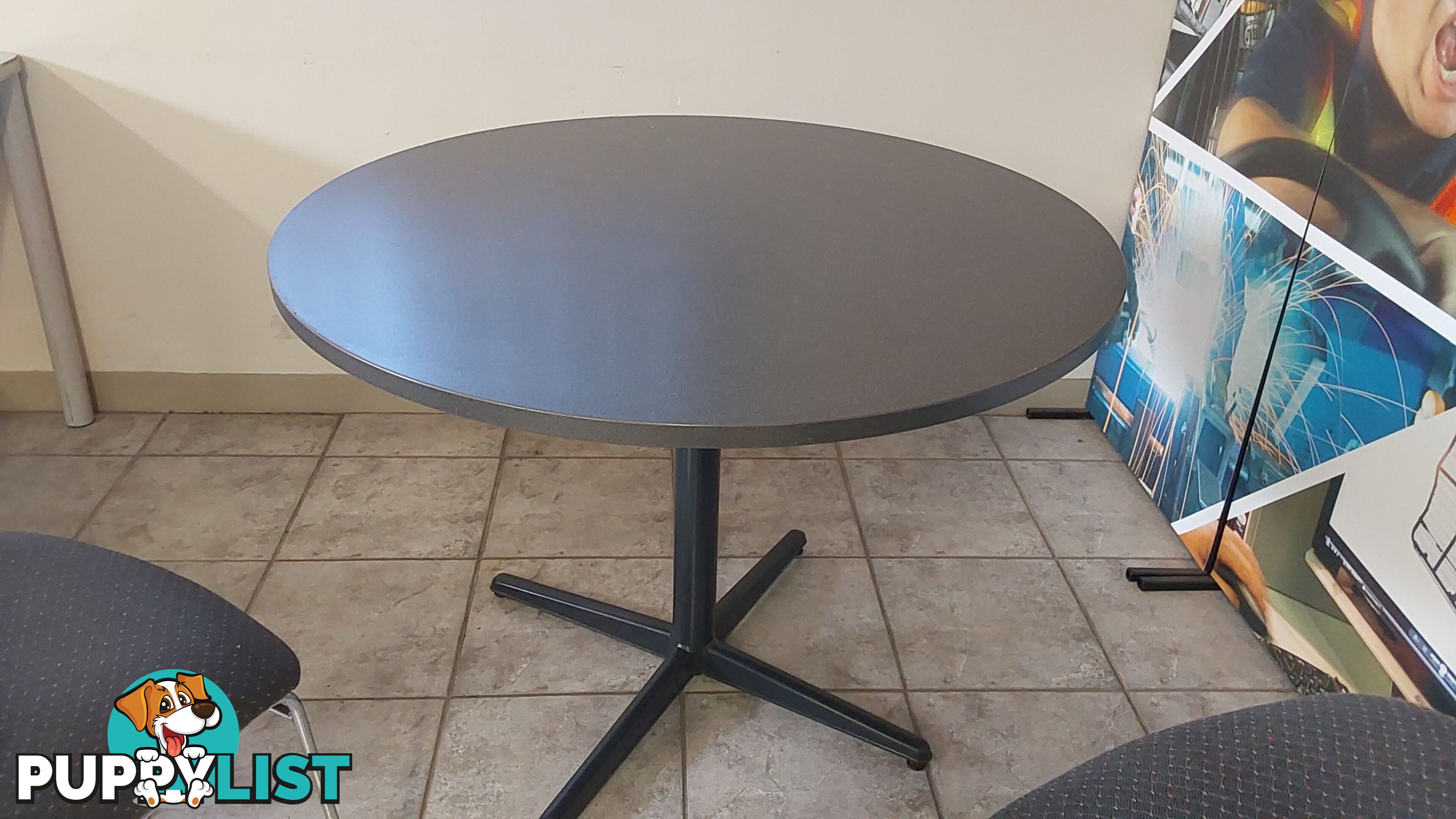 Round Meeting Room Table (Dark Grey - Melamine)