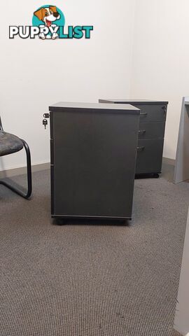 3 Drawer Mobile Pedestal (3-Tier Filing Cabinet on Wheels) (Dark-Grey)