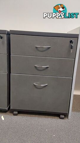 3 Drawer Mobile Pedestal (3-Tier Filing Cabinet on Wheels) (Dark-Grey)