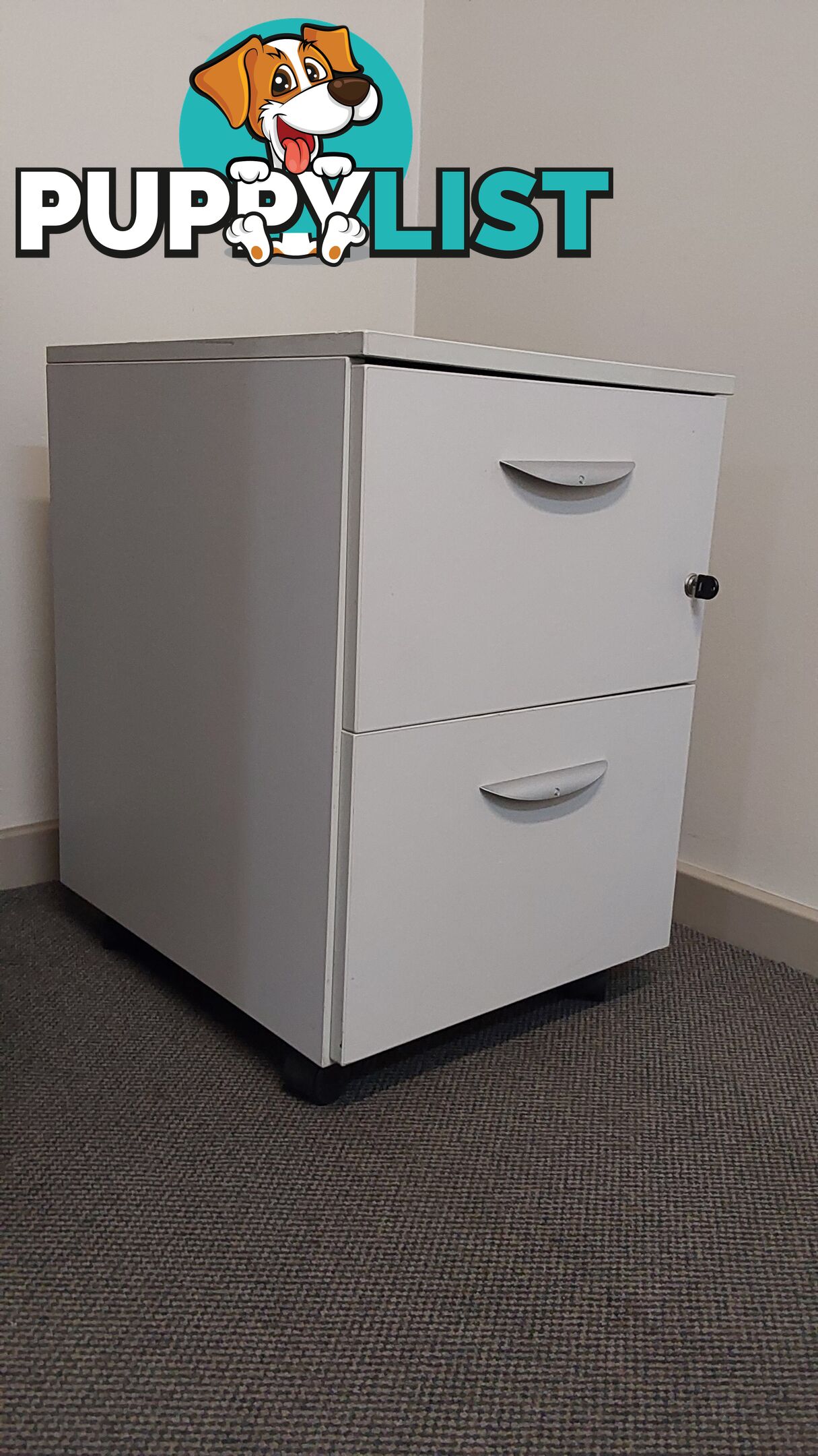 2 Drawer Mobile Pedestal (Off-white)