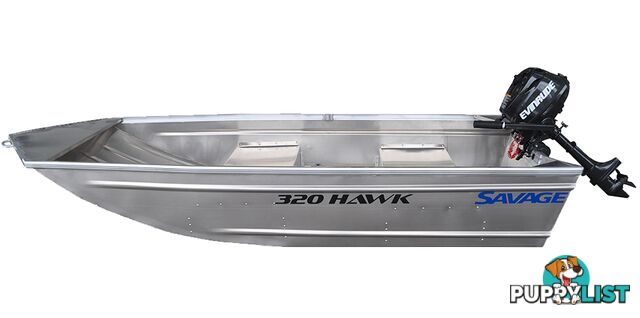 Brand new Savage 320 Hawk aluminium V-punt boats in stock,