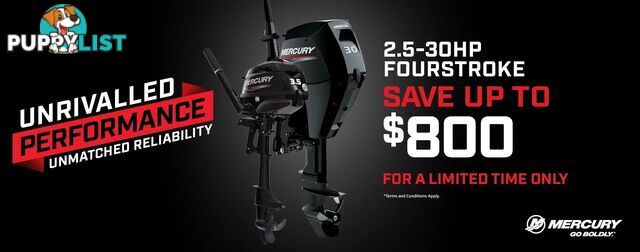 BRAND NEW MERCURY PORTABLE 4 STROKE OUTBOARD MOTORS - Heavily reduced whilst stocks last - limited numbers!