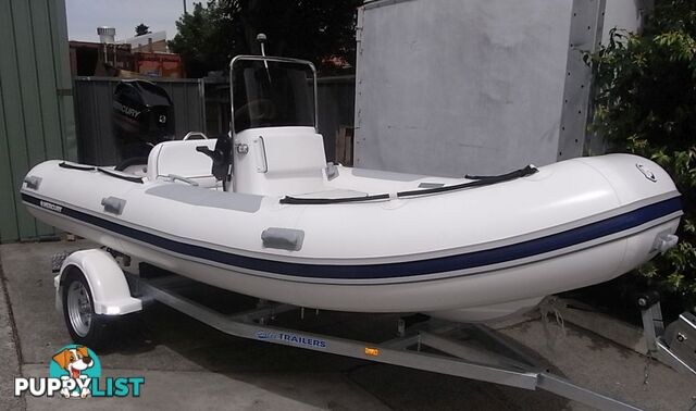 Brand new Mercury 460 Ocean Runner fibreglass RIB package fitted with a new Mercury 60hp EFI 4 stroke and consoles