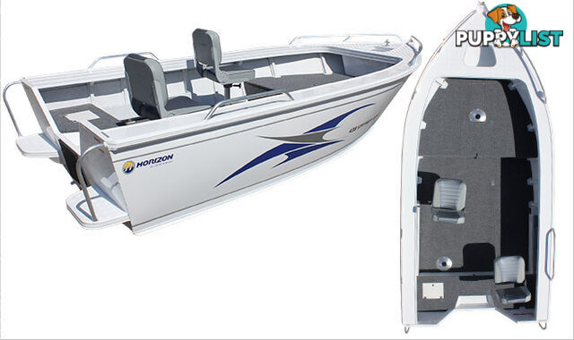 Brand new Horizon 442 & 462 Stryker XPF deluxe tiller steer aluminium boat with pedestal seating.