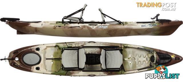 Brand new Jackson Kayaks Big Tuna tandem fishing kayak with rudder.