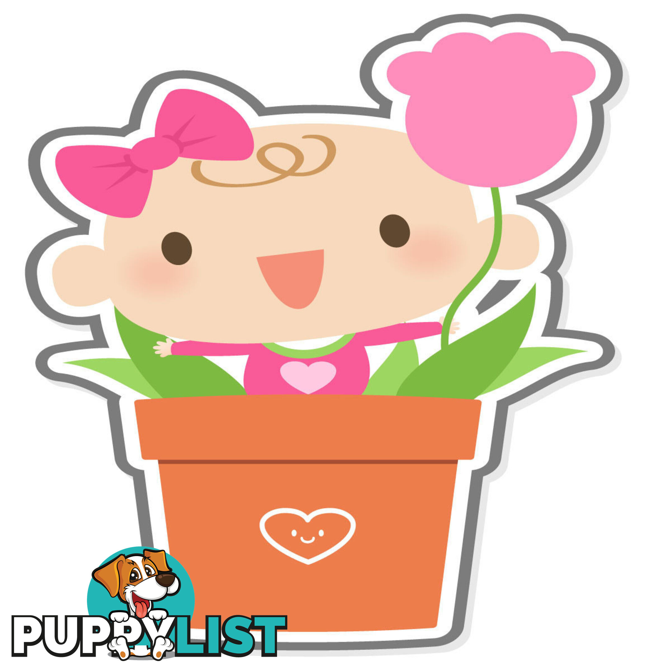 10 X Flowerpot Girl Wall Stickers - Totally Movable