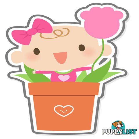 10 X Flowerpot Girl Wall Stickers - Totally Movable