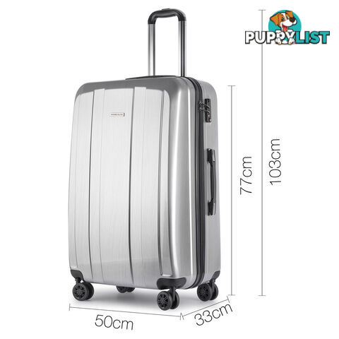 Hard Shell Travel Luggage with TSA Lock Silver