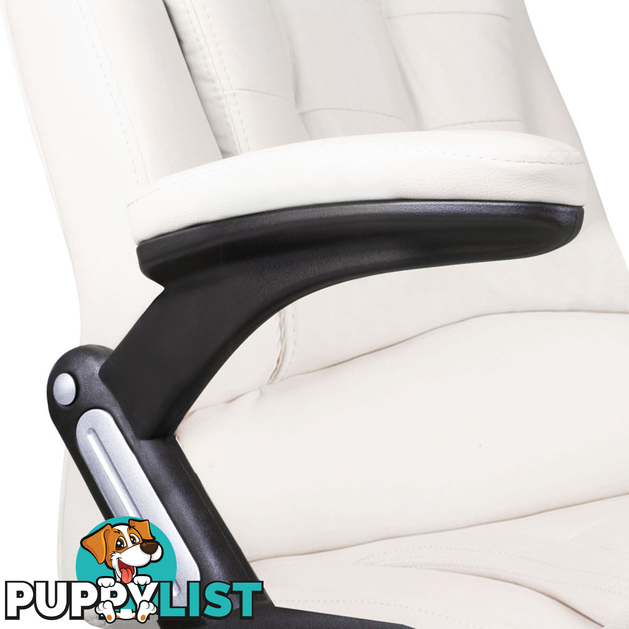 8 Point Massage Executive PU Leather Office Computer Chair White