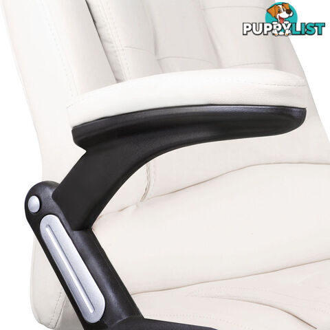 8 Point Massage Executive PU Leather Office Computer Chair White