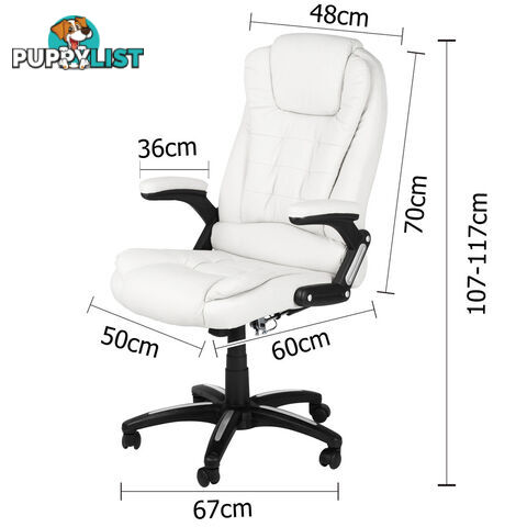 8 Point Massage Executive PU Leather Office Computer Chair White