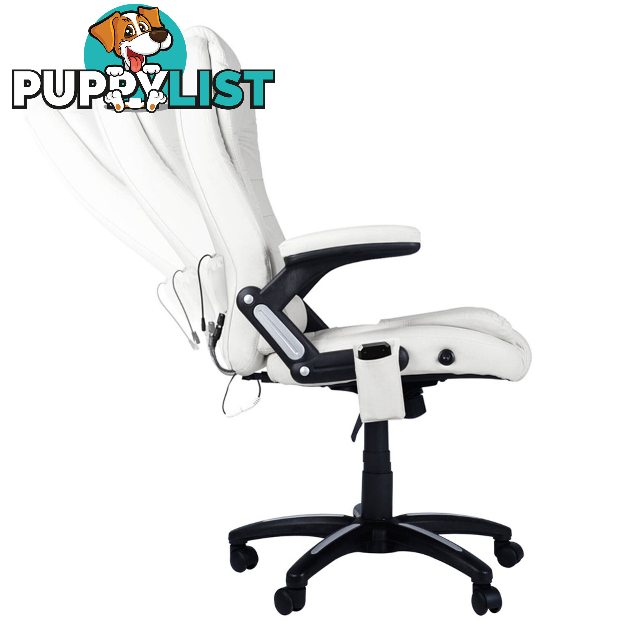 8 Point Massage Executive PU Leather Office Computer Chair White