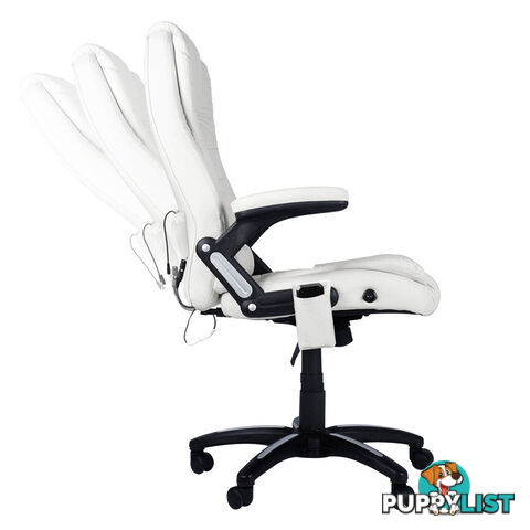 8 Point Massage Executive PU Leather Office Computer Chair White