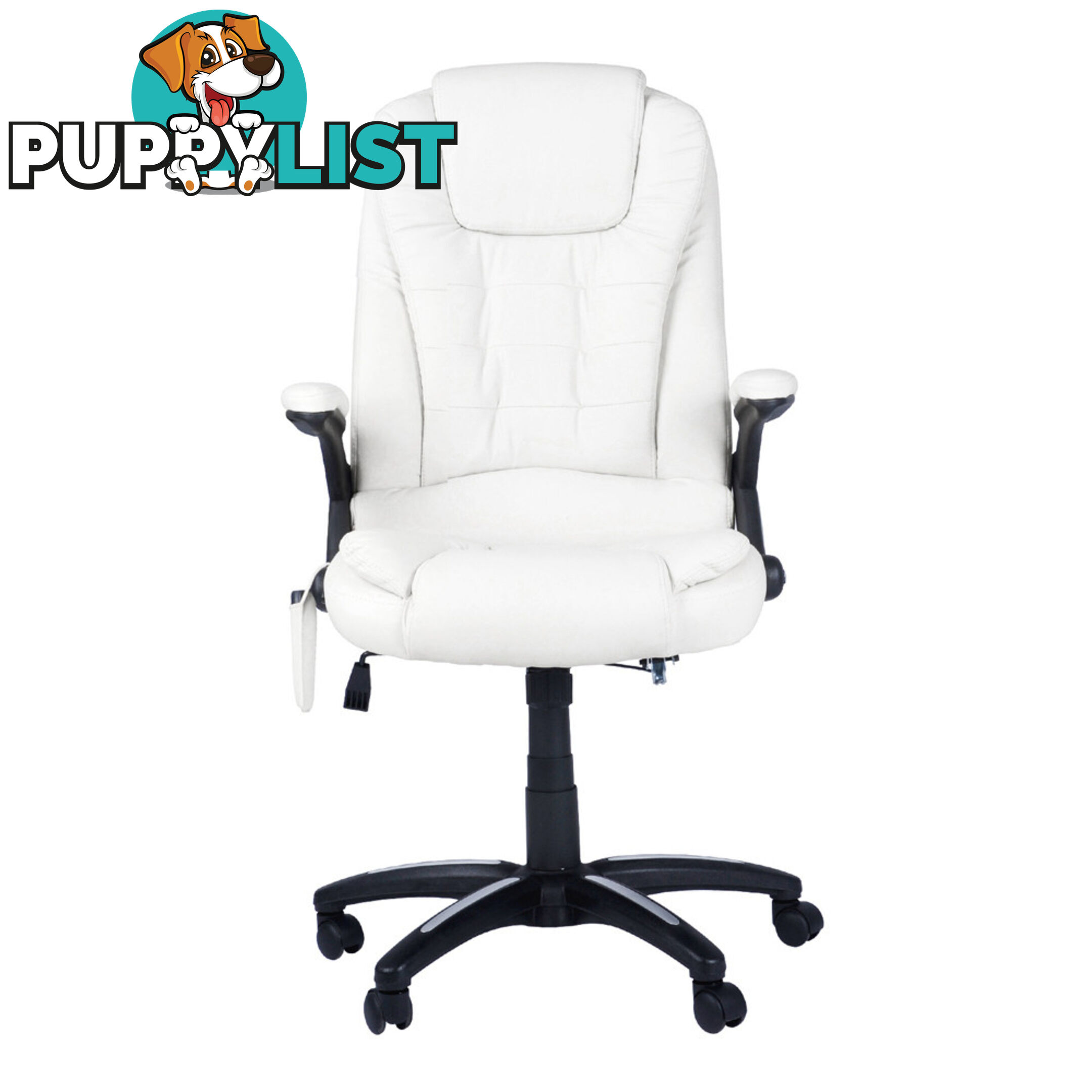 8 Point Massage Executive PU Leather Office Computer Chair White