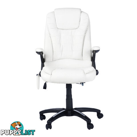 8 Point Massage Executive PU Leather Office Computer Chair White