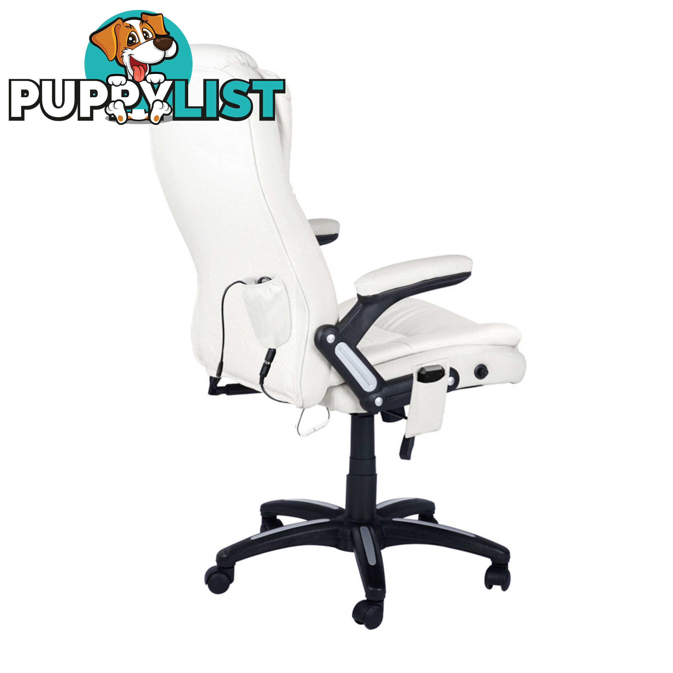 8 Point Massage Executive PU Leather Office Computer Chair White