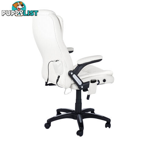 8 Point Massage Executive PU Leather Office Computer Chair White