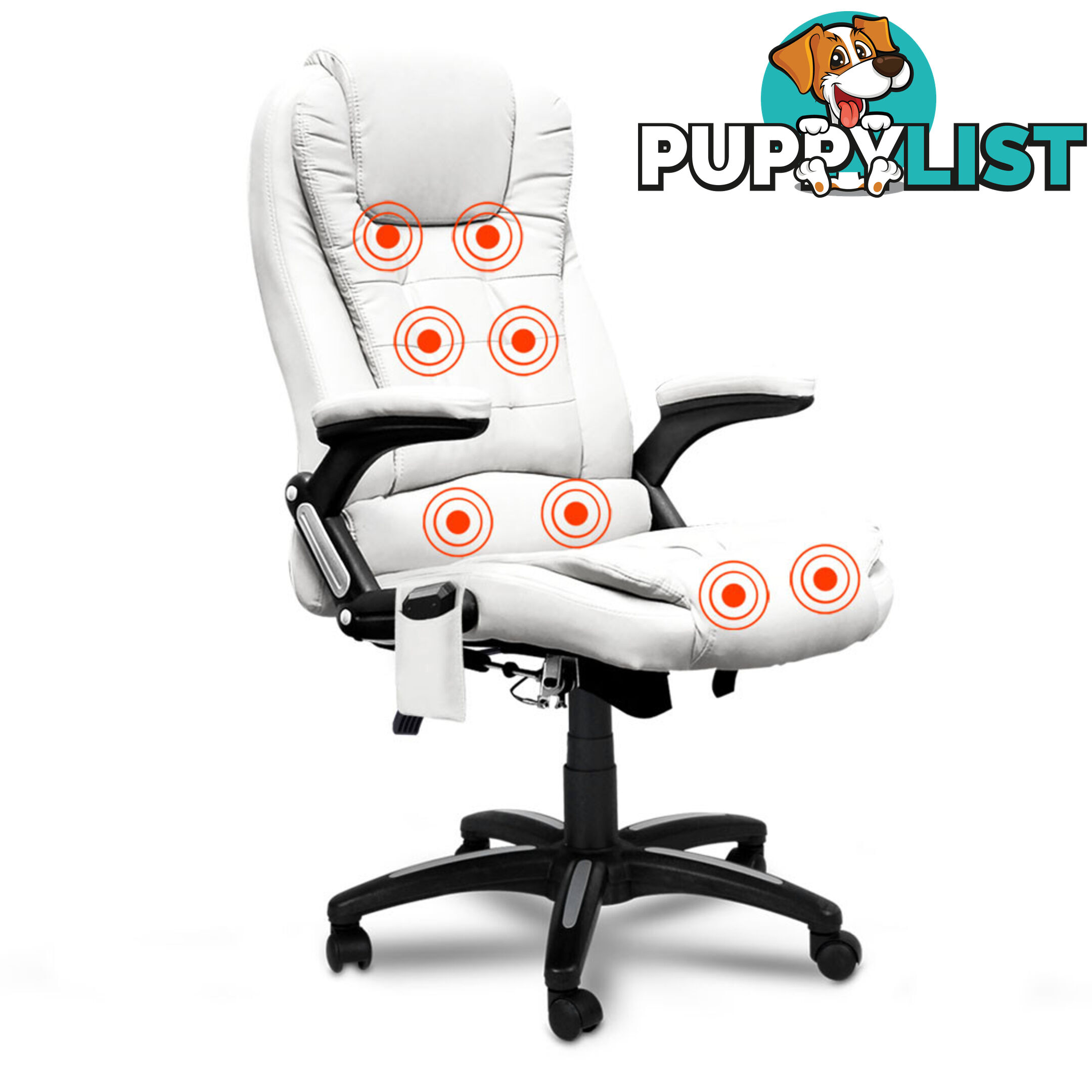 8 Point Massage Executive PU Leather Office Computer Chair White