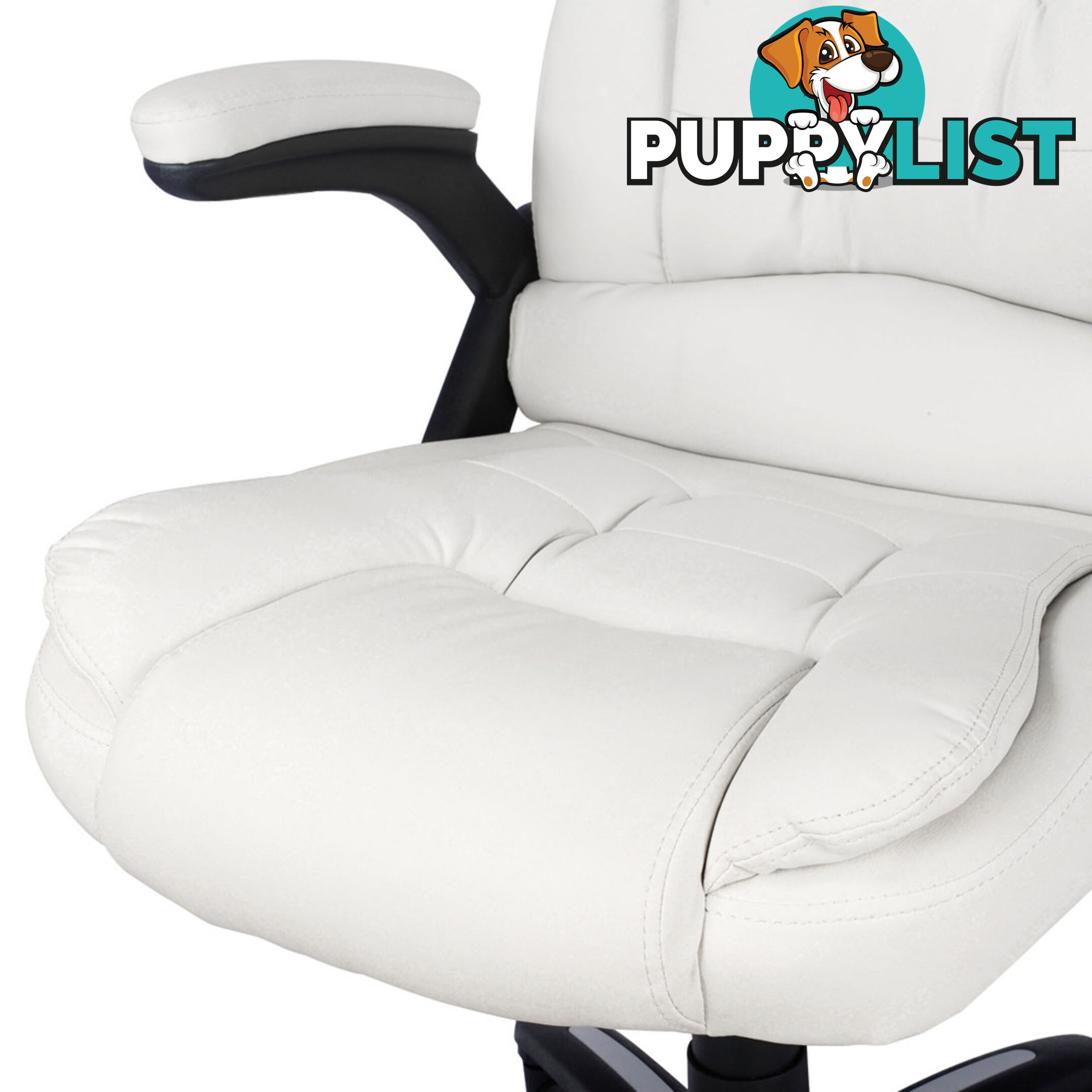 8 Point Massage Executive PU Leather Office Computer Chair White