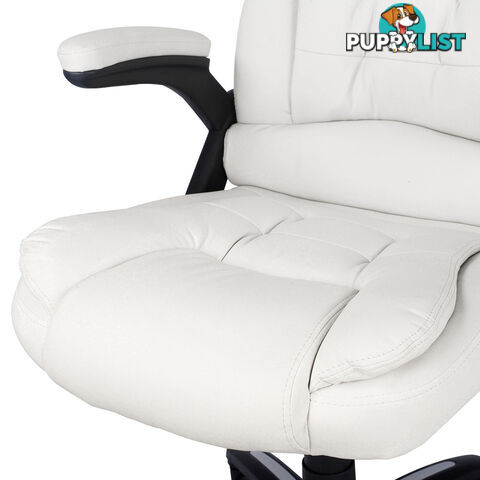 8 Point Massage Executive PU Leather Office Computer Chair White