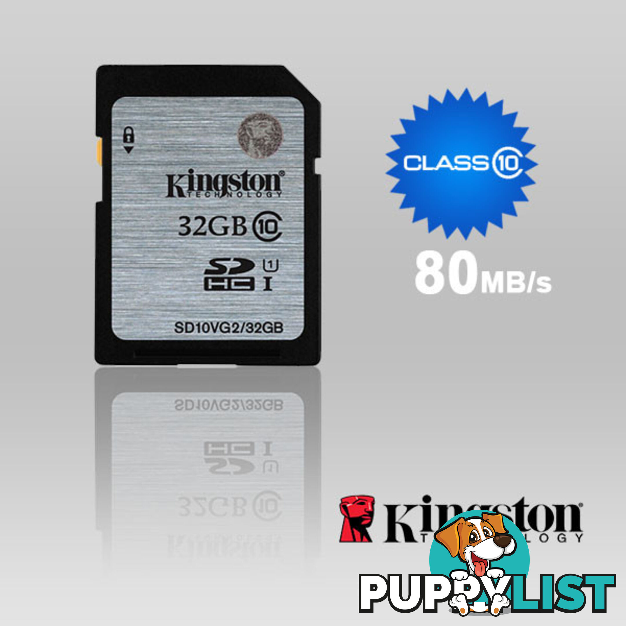 KINGSTON 32GB SDHC Class10 UHS-I 80MB/s Read Flash Card  Retail  (SD10VG2/32GBFR)