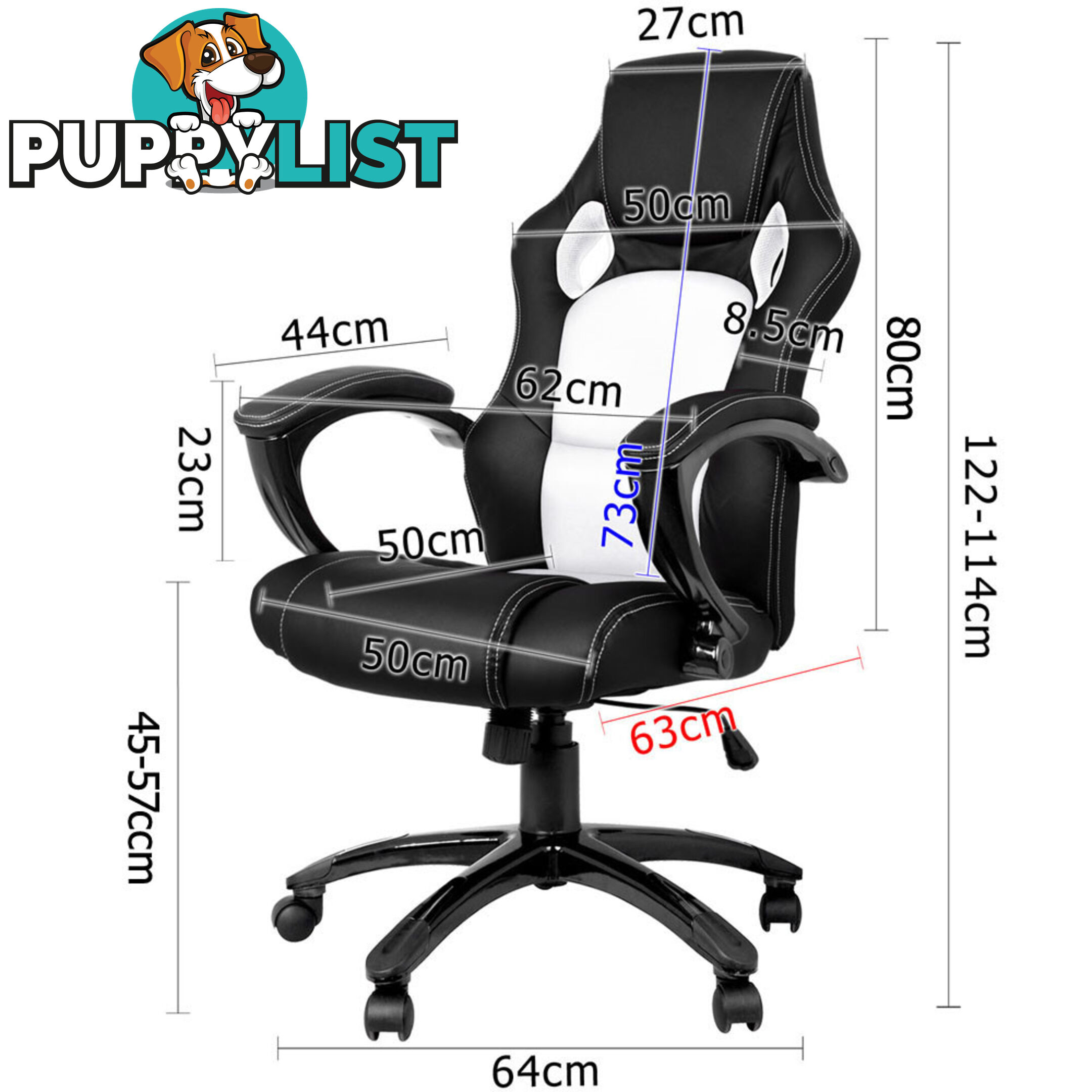 Executive PU Leather Office Computer Chair Black White