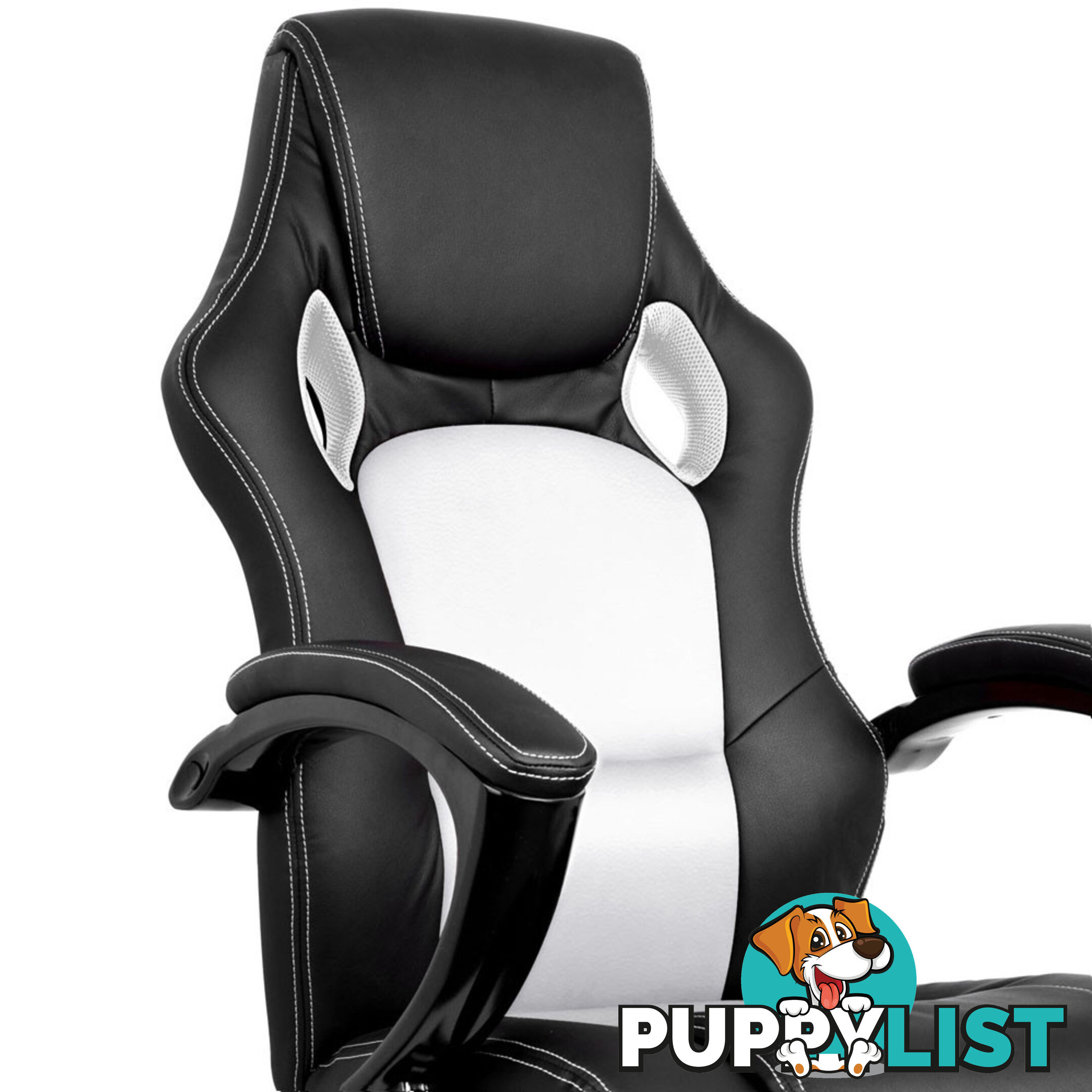 Executive PU Leather Office Computer Chair Black White