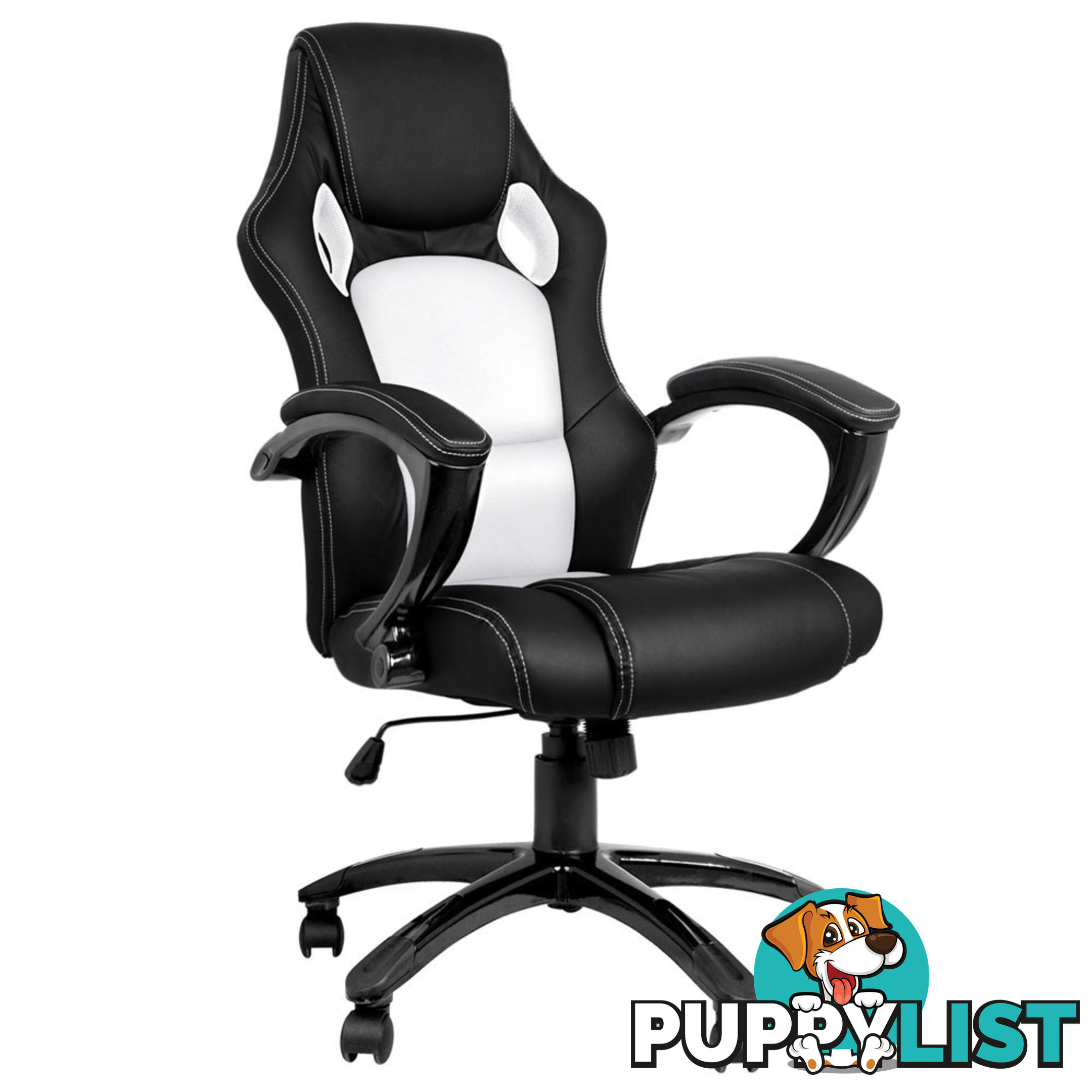 Executive PU Leather Office Computer Chair Black White