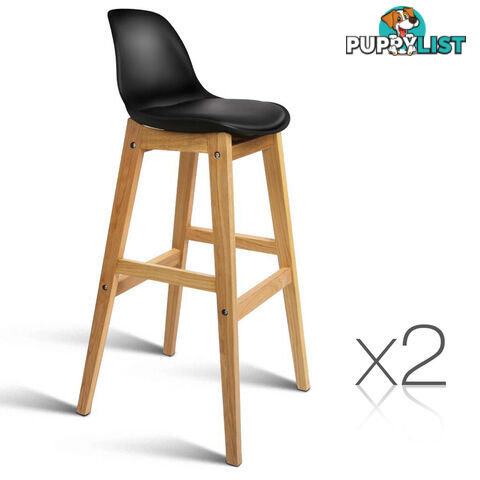 Set of 2 High Seat Back Barstools Black